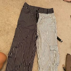 stripped opposite leg colored pants